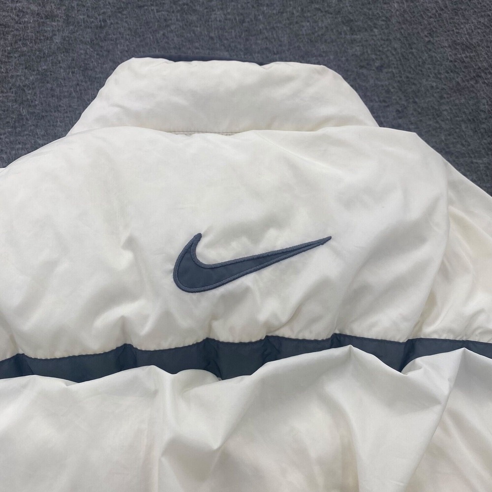 Vintage 90s White Nike Puffer Jacket Womens‎ XL Full Zip Duck Down Filled *Flaws - Picture 2 of 15